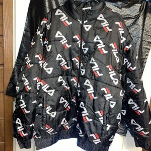 Men’s 3xl FILA Insulated Lightweight Jacket Stand Up Collar Navy Logo Bomber